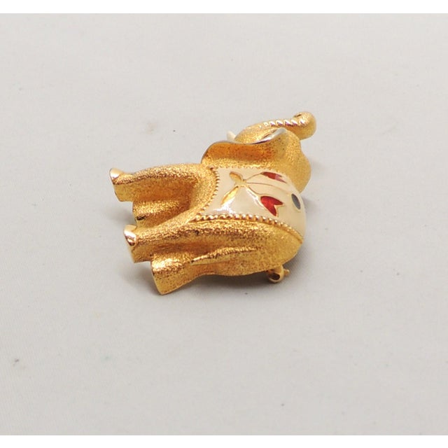 1960s Vintage 1960s Signed Jomaz Goldtone Enamel Elephant Brooch For Sale - Image 5 of 7