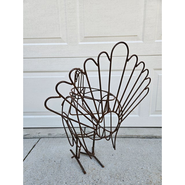 Folk Art Wire Turkey Planter For Sale - Image 6 of 12