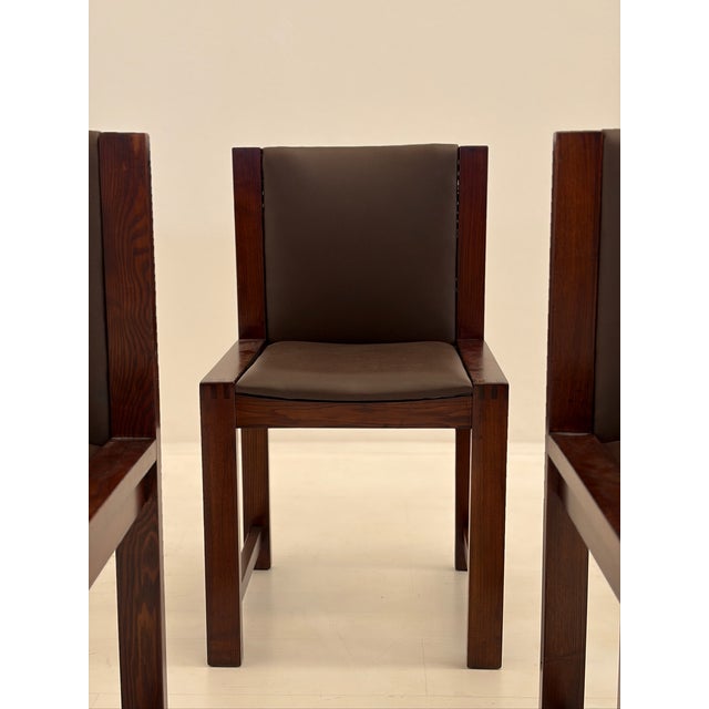 Black Vintage Wooden and Skai Chairs, 1960s, Set of 6 For Sale - Image 8 of 18