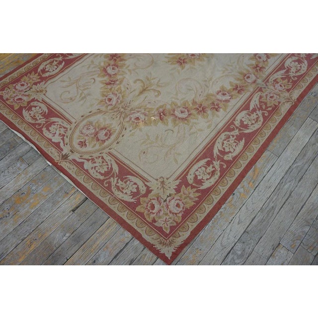 Special Tan Beige Color With Great Geometric Design Vintage Needlepoint Rug For Sale - Image 12 of 15