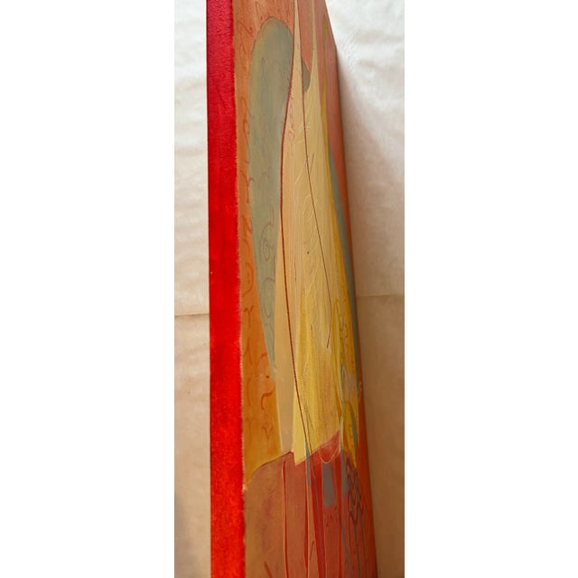 Contemporary, Orange, Cranes Birds, "Silver Moon" Oil Painting For Sale - Image 4 of 8