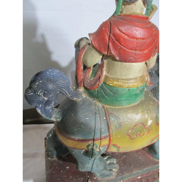 Antique Chinese Wooden Bodhisattva on Lion For Sale In New York - Image 6 of 11