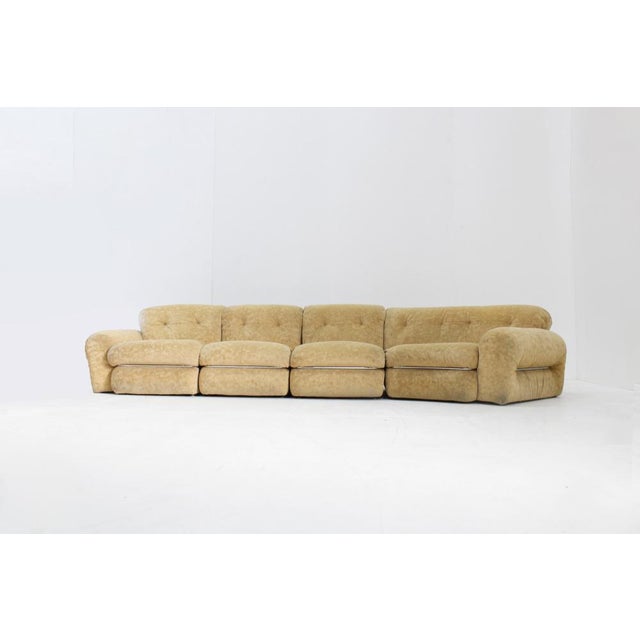 Vintage Italian Curved Modular Chrome Sofa, 1970s, Set of 4 For Sale - Image 3 of 11