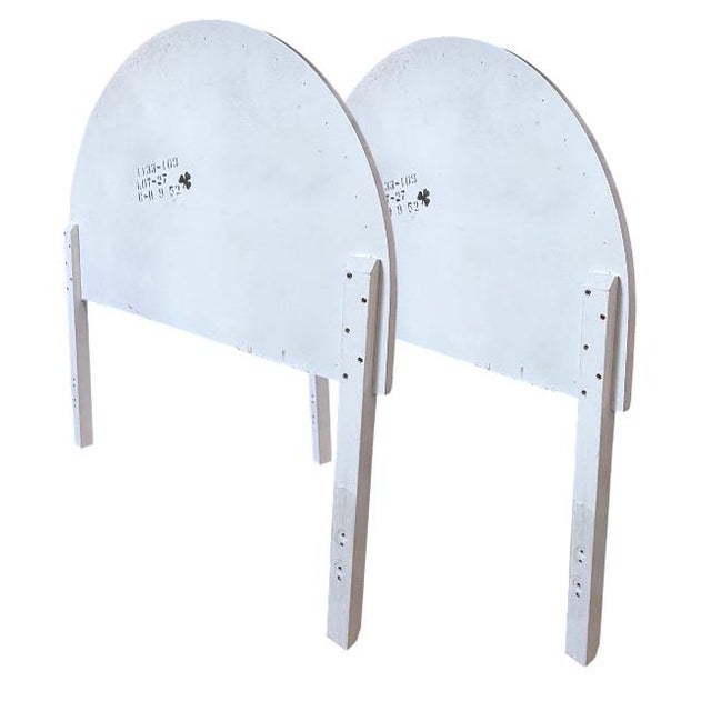 Pair of Arch-Top Woven Rattan Headboards Upholstered in Schumacher Fabric For Sale In West Palm - Image 6 of 6