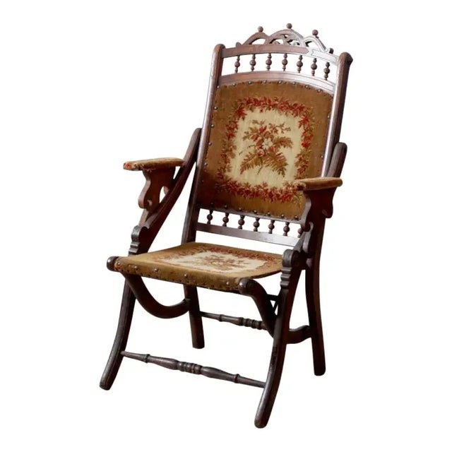 Victorian Tapestry Folding Lawn Chair Chairish
