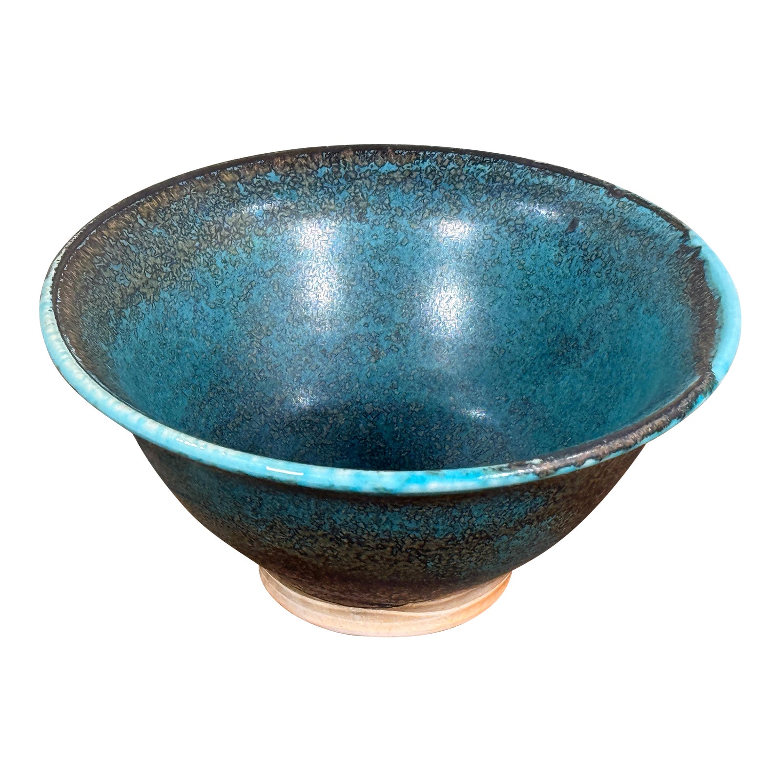 Studio Pottery Turquoise Glazed Stoneware Bowl Signed O’Malley