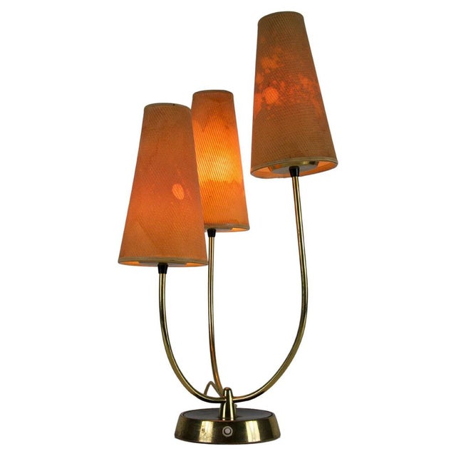 Mid-Century Brass and Fabric Shade Table Lamp attributed to Rupert Nikoll, 1960s For Sale - Image 14 of 14