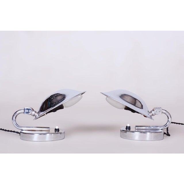 Bauhaus Table Lamps in Chrome and Steel from Napako, Czech, 1920s, Set of 2 For Sale - Image 11 of 11