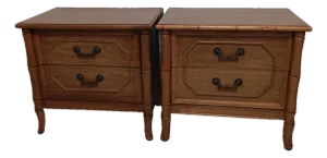 1980s Broyhill Hollywood Regency Nightstand 2 Drawer Set of 2