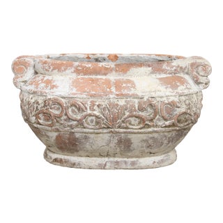 Ext. Lrg Rustic Cachepot Terracotta Garden Planter/ 16.50" For Sale