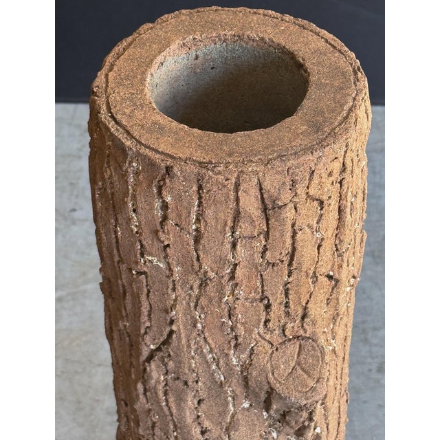 Peach Faux Bois Garden Stone Planter or Ornamental Tree Trunk - Two Available For Sale - Image 8 of 11