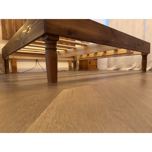 2020s Custom Solid Wood King Bed Frame With Handcrafted Headboard – Rustic Modern / Farmhouse Style For Sale - Image 5 of 8