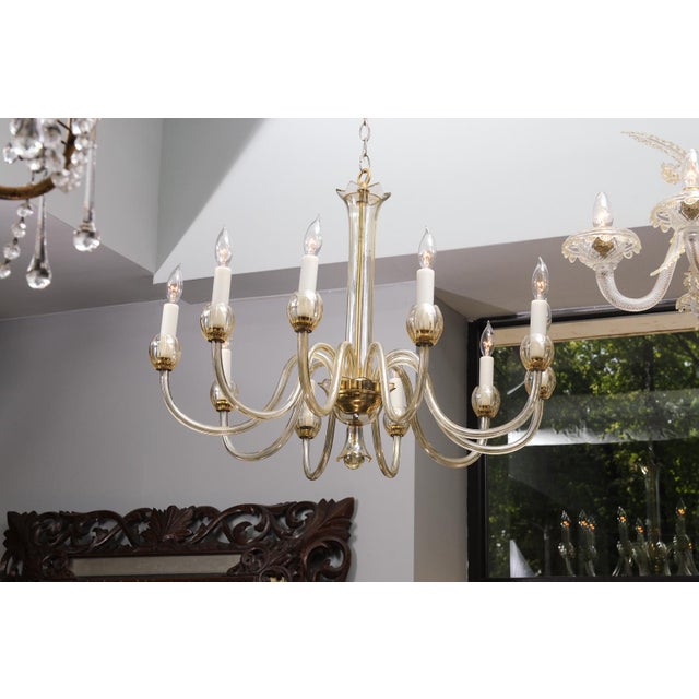 1960s 10-Light Venetian Glass Chandelier - Italy For Sale - Image 9 of 18