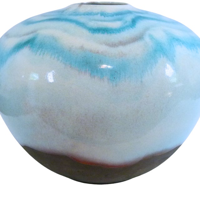 Signed Tony Evans Raku Vase – Rare Bright Glaze Variation, Numbered Studio Piece #30 A striking departure from Tony Evans’...