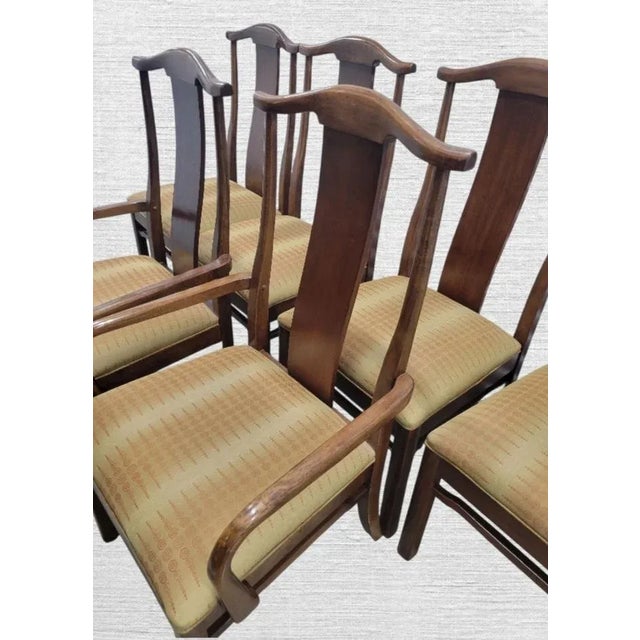Vintage Bernhardt Mid Century Modern Michael Taylor Style Pecan, Walnut Sleek Dining Room Chairs- A Set 6 For Sale - Image 11 of 16