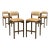 Set of 4 Thayer Barstools by Maiden Home Dark Oak Wood Leather & Shearling Seats For Sale