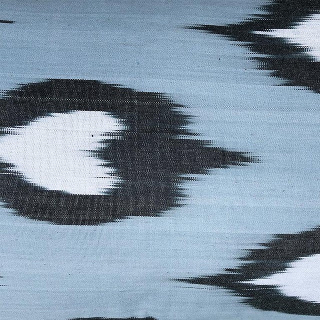 Feather Woven Tribal Ikat Down Fill Lumbar Pillow in Gray Black and White For Sale - Image 7 of 8