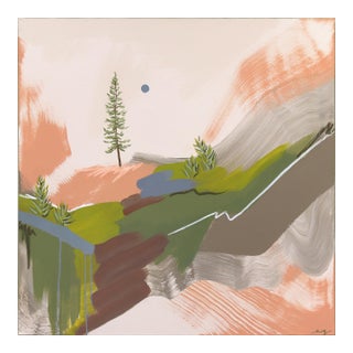 Peaceful Pine - Abstract Colorful Landscape Painting on Canvas Original Artwork by Elisabeth Grace For Sale