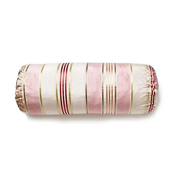 Traditional The House of Scalamandré Charlotte Stripe Bolster, Blush For Sale - Image 3 of 3