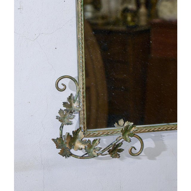 Hand-Painted Metal Wall Mirror with Vine Leaf Motives For Sale - Image 13 of 18