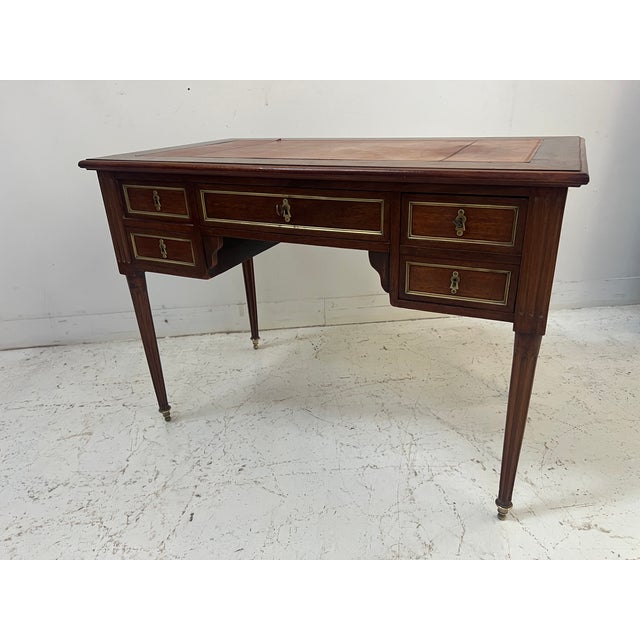 20th Century Louis XVI Mahogany and Mahogany Veneer Desk For Sale - Image 11 of 16