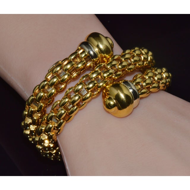 Vintage Fope Flex’it Double Wrap Bangle Bracelet in 18k Yellow & White Gold For Sale - Image 10 of 18
