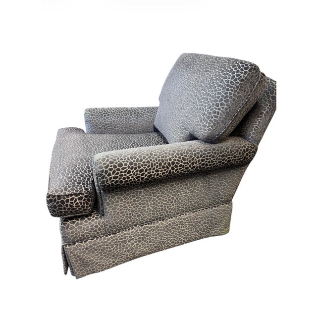 Pair of Classic Club Chairs – Newly Upholstered in Graphite Textured Fabric For Sale - Image 11 of 11