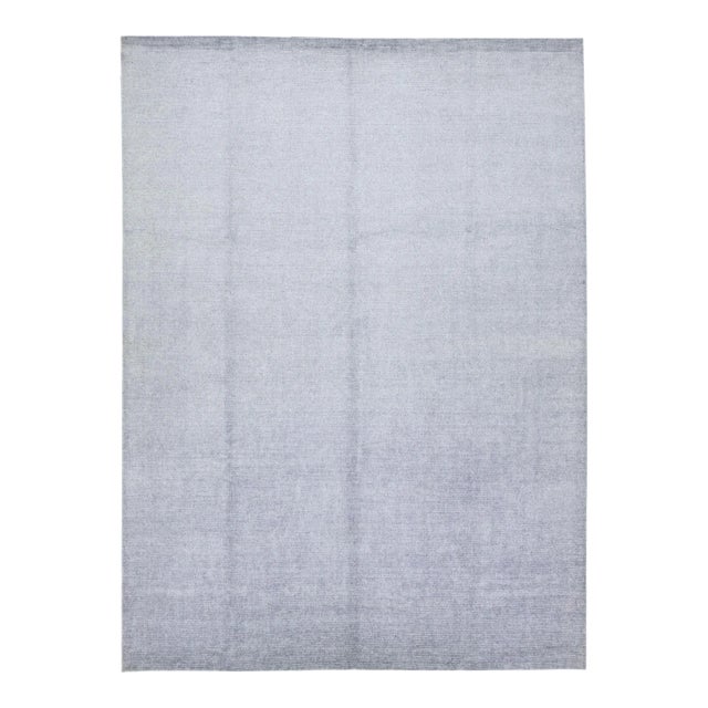 2020s Stripe Modern Apadana's Groove Handmade Bamboo/Silk Rug in Gray Tones For Sale