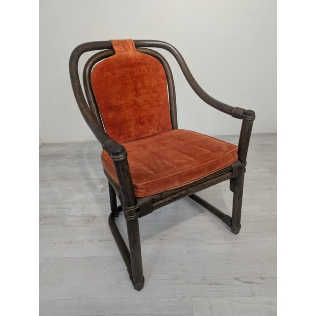 Vintage Upholstered Rattan Armchair For Sale - Image 12 of 18