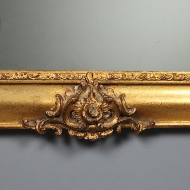 Mirror with Carved and Gilded Wooden Frame and Panel For Sale - Image 6 of 11