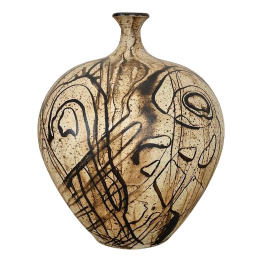 Abstract Ceramic Studio Pottery Vase attributed to Gerhard Liebenthron, Germany, 1980s For Sale