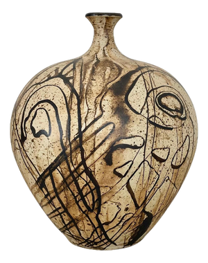 Abstract Ceramic Studio Pottery Vase attributed to Gerhard Liebenthron, Germany, 1980s