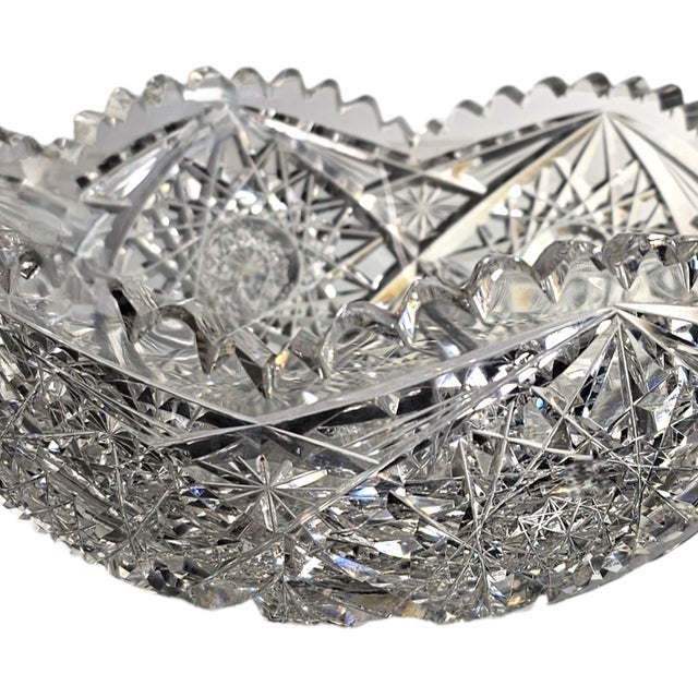 Abp American Brilliant Cut Glass Bowl Stars Arches Sawtooth 8.125" For Sale In San Francisco - Image 6 of 9