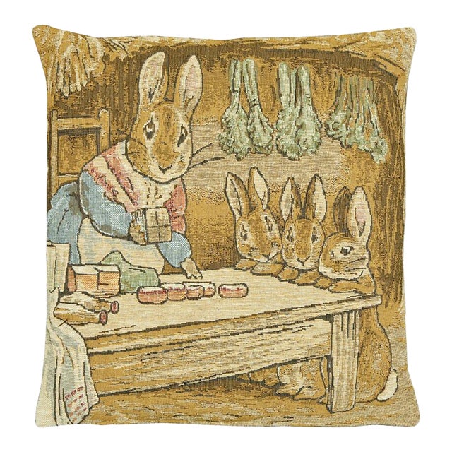 Mrs Rabbit Tapestry Cushion With Feather Filler - 33x33cm (13"x13") For Sale