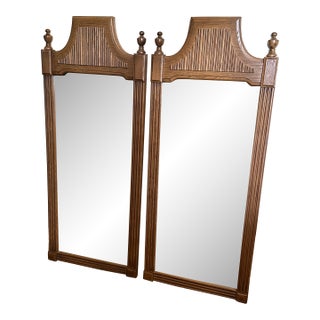Pair of Vintage Bassett Furniture Staunton Collection Pecan Dresser Mirrors For Sale