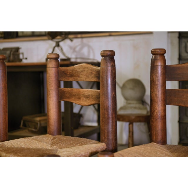 Chairs in Beech and Cane attributed to Charles Dudouyt, 1950s, Set of 6 For Sale - Image 6 of 16