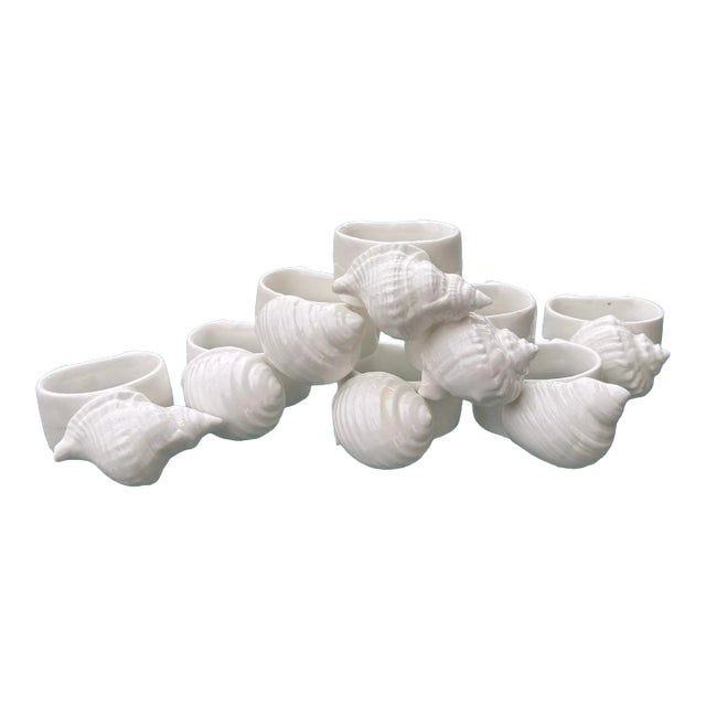 Porcelain Sea Shell Napkin Rings- Set of 8 For Sale