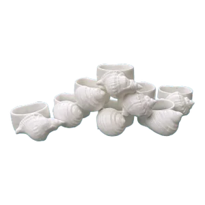 Porcelain Sea Shell Napkin Rings- Set of 8