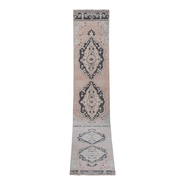 1960s Oushak Extra Long and Wide Runner - Stair Tread 3'2'' X 22'3'' For Sale