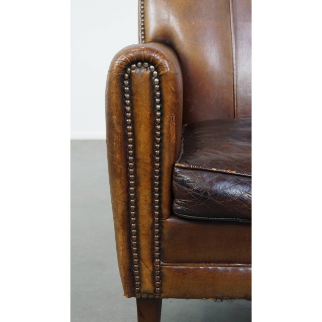 Vintage Sheep Leather Armchair For Sale - Image 9 of 14
