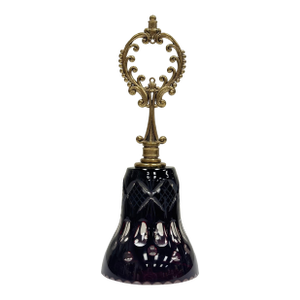 Vintage Bohemian Ruby Red Cut Crystal Bell