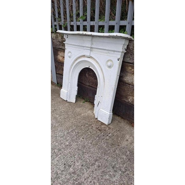 Large Victorian Cast Iron Arched Fireplace with Serpentine Mantel For Sale - Image 4 of 18
