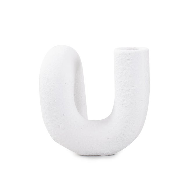 White Abstract Curved Tube Vase Short For Sale In Chicago - Image 6 of 11