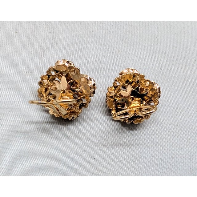 Vintage 1960s Signed Napier Goldtone Faux-Topaz Clip Earrings-2 Pieces For Sale In Philadelphia - Image 6 of 7