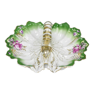 Antique Bavarian German Porcelain Gold Gilded Hand Painted Lobster Divided Dish