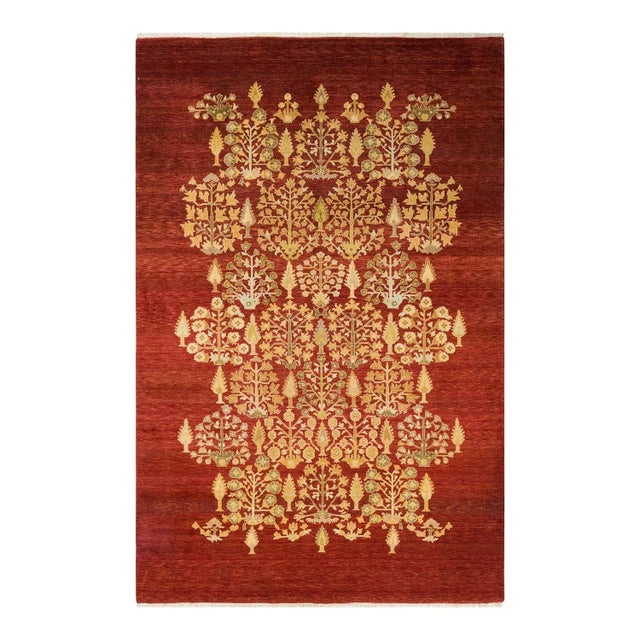 Vintage Traditional Hand Knotted Wool Area Rug, Red - 6'1" X 9'4" For Sale - Image 9 of 9