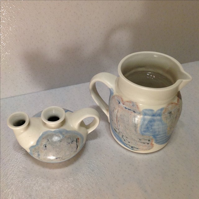 Mid-Century Modern Vintage Handmade Pottery Vessels - A Pair For Sale - Image 3 of 11