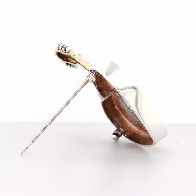 Signed Arman for Movado Sterling Silver & 18k Gold Heart-Shaped Mandolin Brooch For Sale - Image 15 of 15