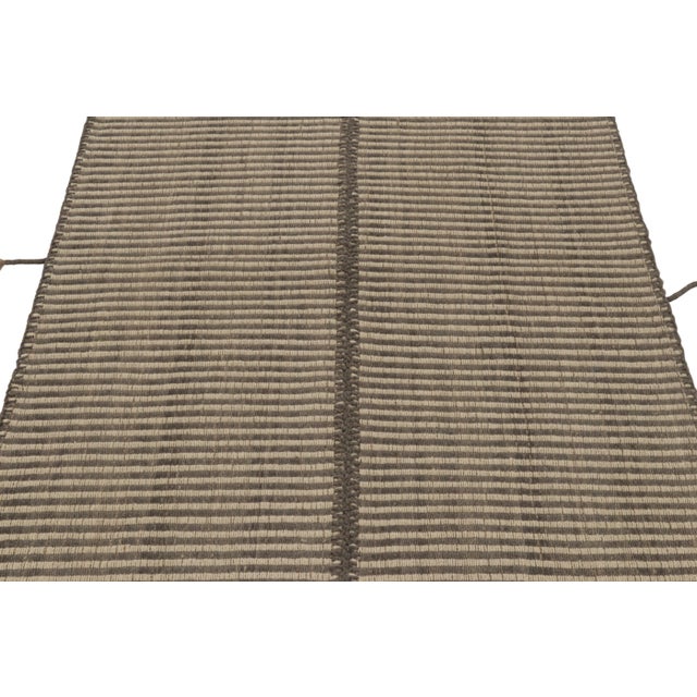 Rug & Kilim Rug & Kilim's Accent Kilim With Beige and Brown Textural Stripes For Sale - Image 4 of 8