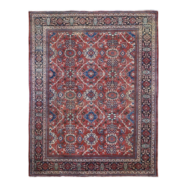 1910s Terracotta Antique Persian Rug For Sale